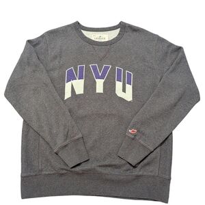 League Charcoal and Purple NYU Men's Crewneck Sweater